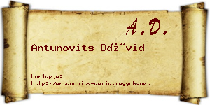 Antunovits Dávid névjegykártya